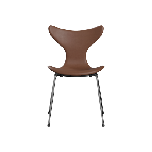 Nypolstret Arne Jacobsen Liljen stol 3108 uden armlæn i valnød læder