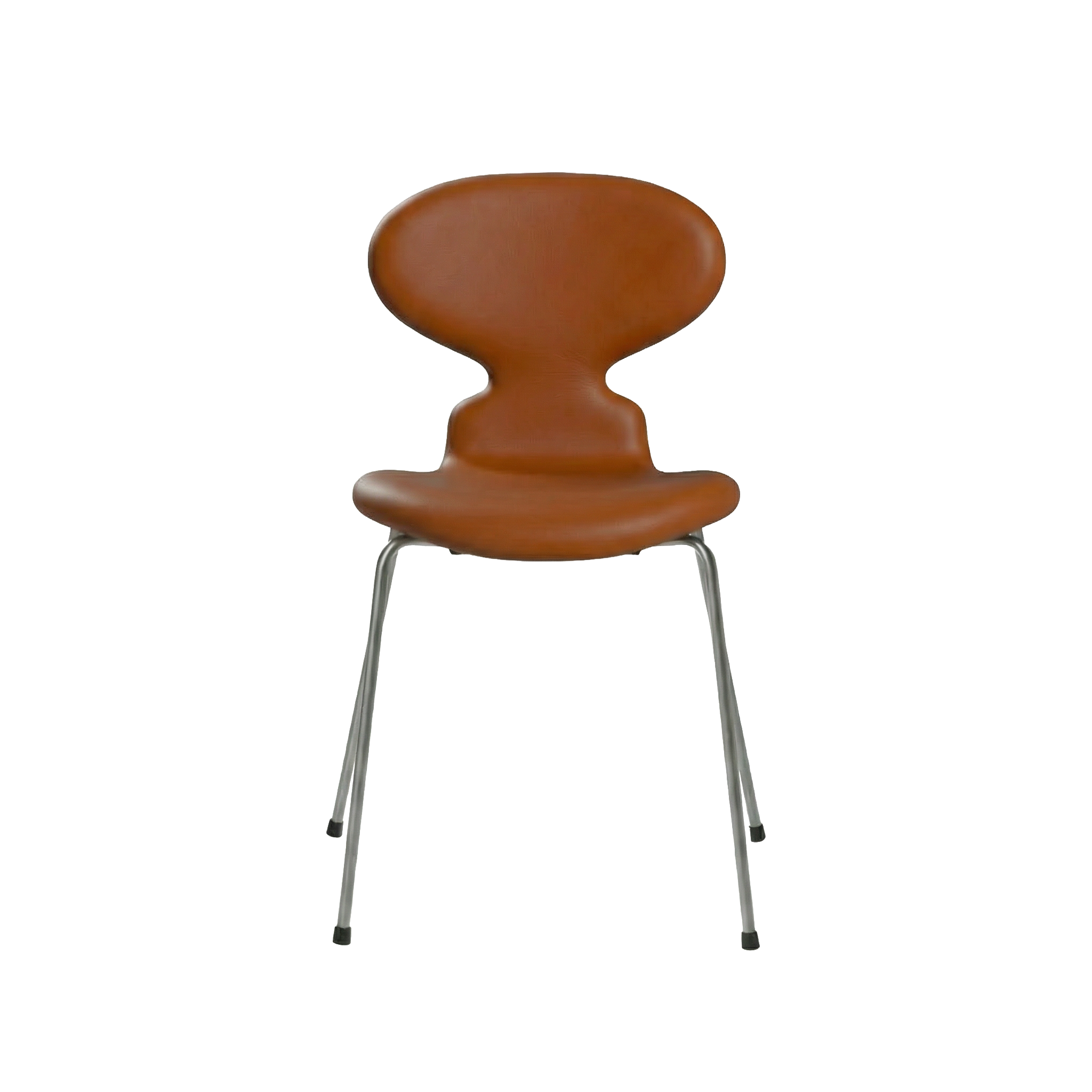 Nypolstret Arne Jacobsen Myren stol 3101 i cognac læder, chrome stel