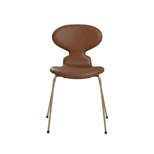 Nypolstret Arne Jacobsen Myren stol 3101 i valnød læder, messing stel