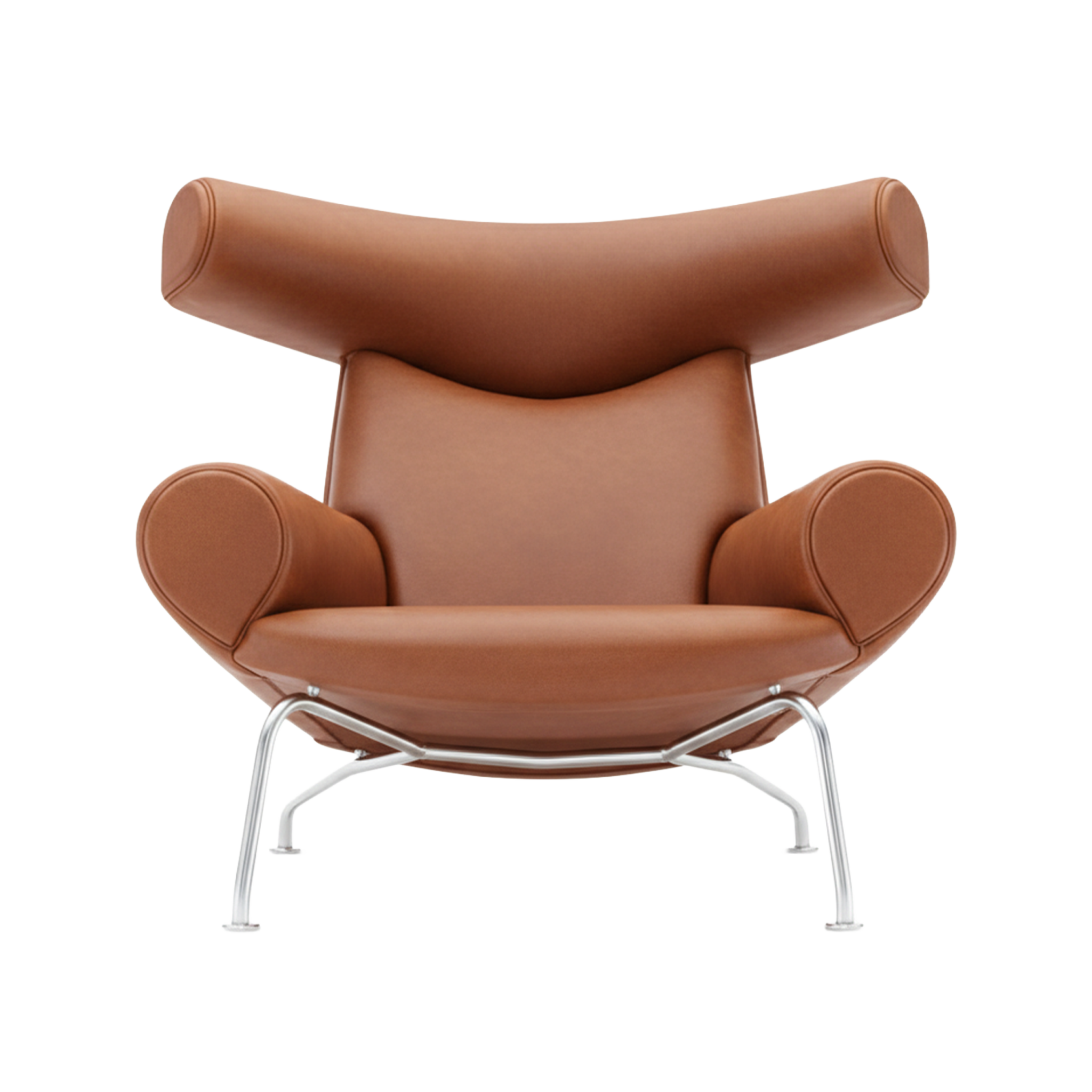 Nypolstret Erik Jørgensen Ox Chair lænestol EJ100 i cognac læder