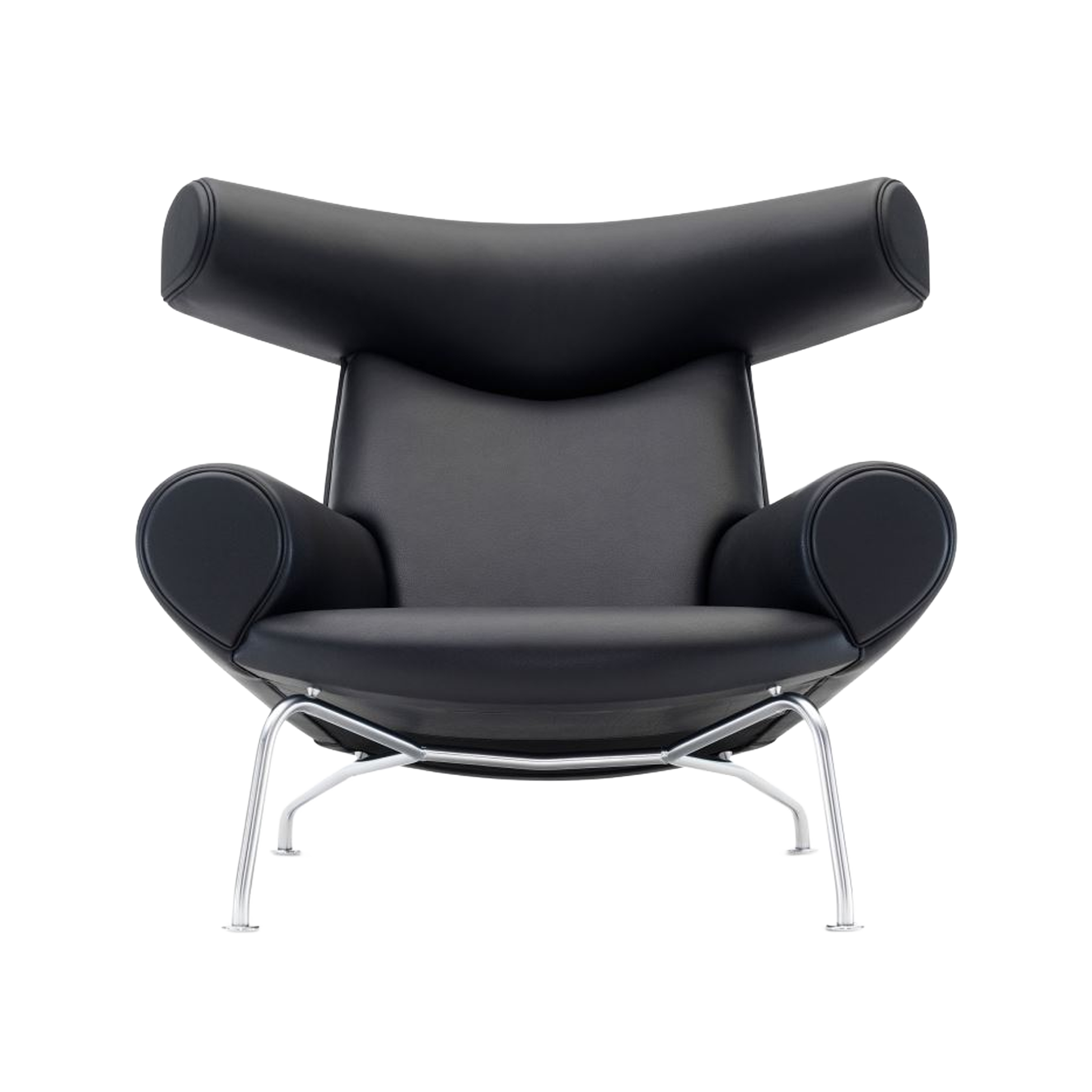 Nypolstret Erik Jørgensen Ox Chair lænestol EJ100 i sort læder