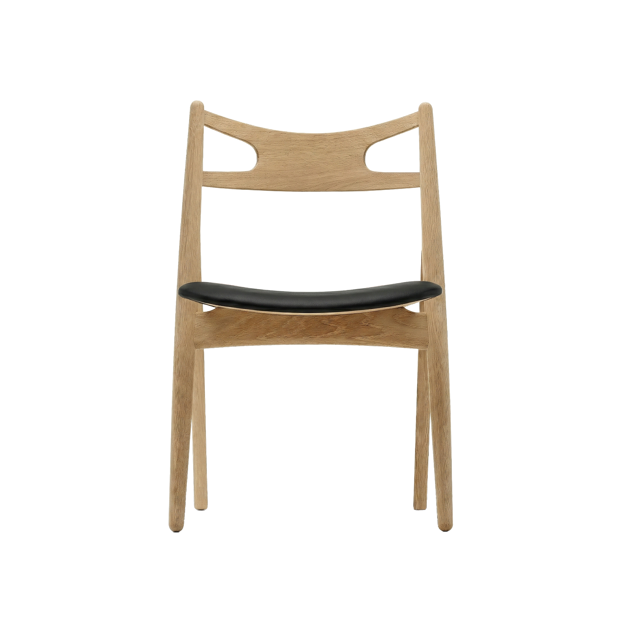 Nypolstret Hans J. Wegner Savbukstol CH29 i sort læder