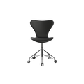 Nypolstret Arne Jacobsen Serie 7 kontorstol 3117 på hjul i sort læder