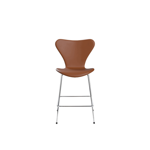  Nypolstret Arne Jacobsen Serie 7 barstol 3187 i cognac læder