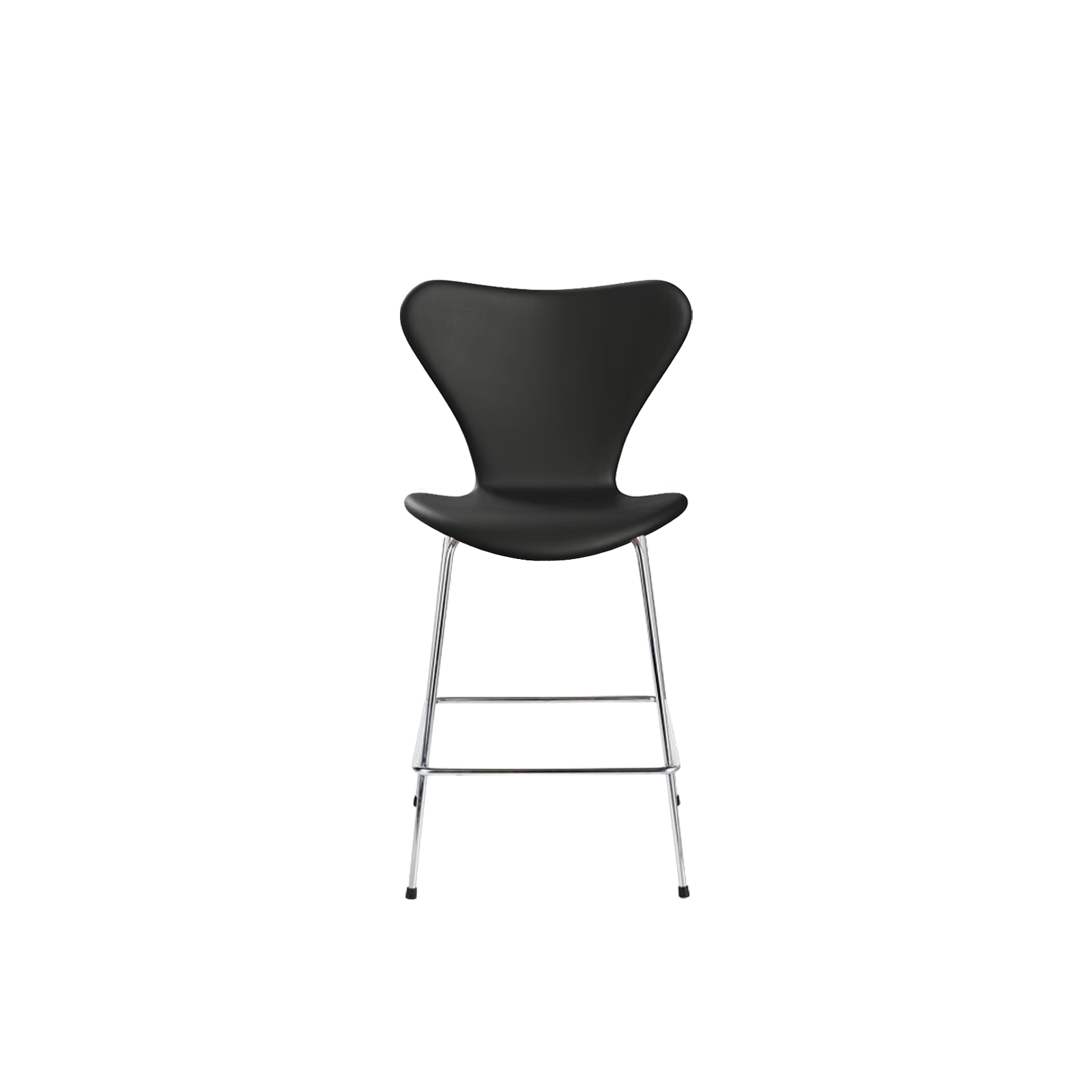 Nypolstret Arne Jacobsen Serie 7 barstol 3187 i sort læder