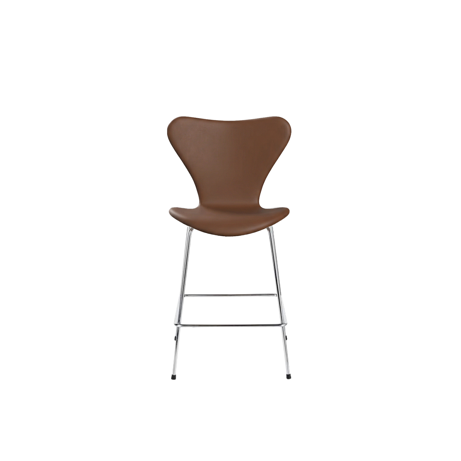 Nypolstret Arne Jacobsen Serie 7 barstol 3187 i valnød læder