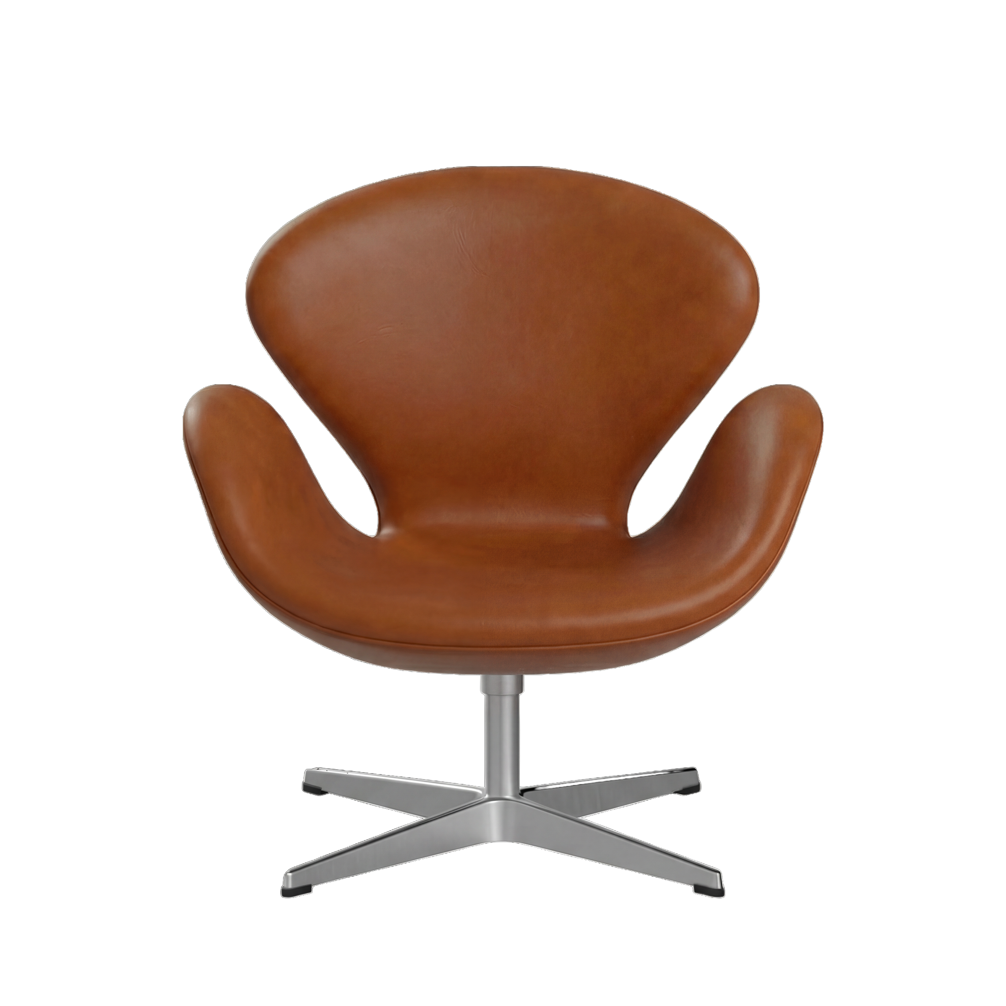 Nypolstret Arne Jacobsen Svanen lænestol 3320 i cognac læder