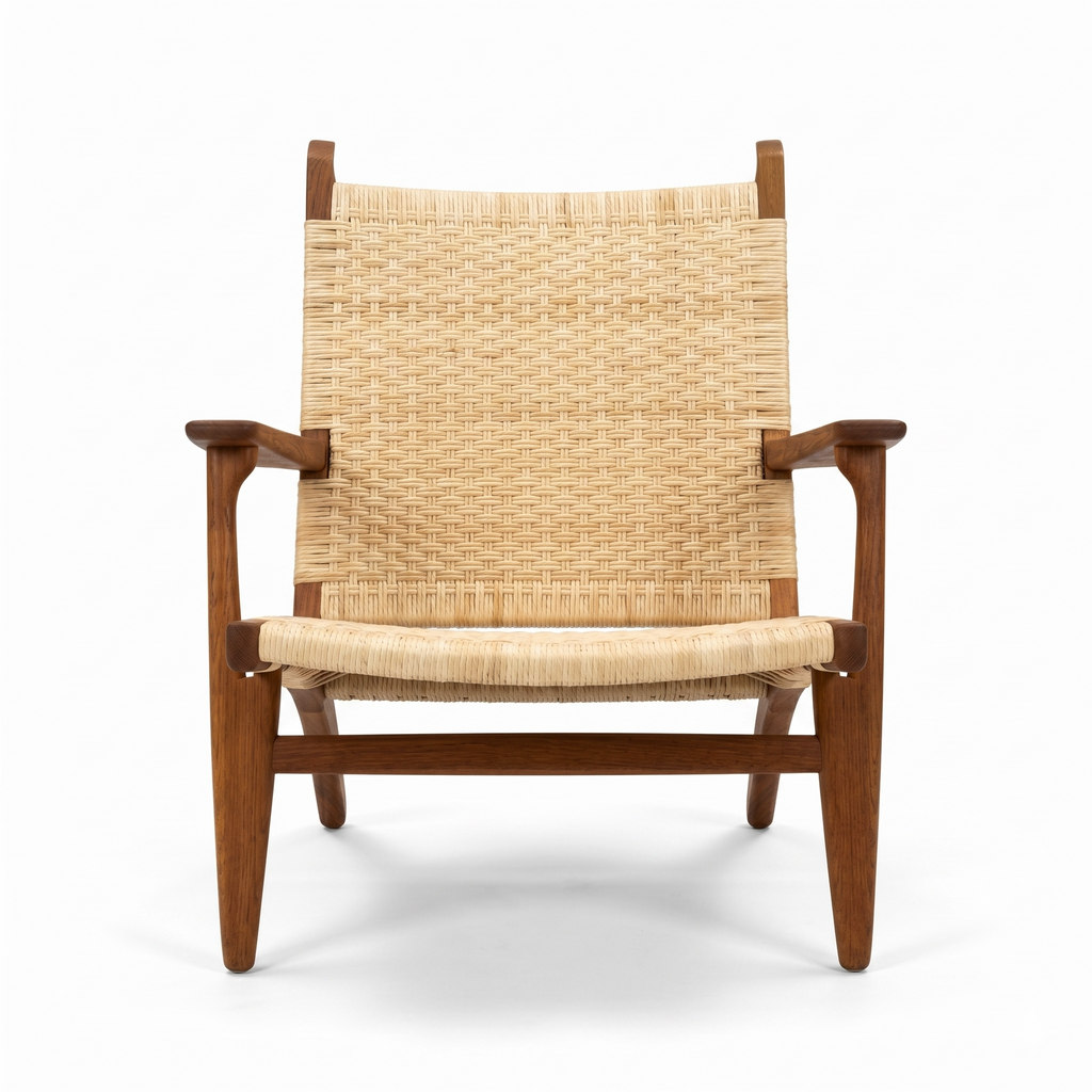 Hans J. Wegner CH27 Lænestol – Egetræ & Flettet Papirgarn