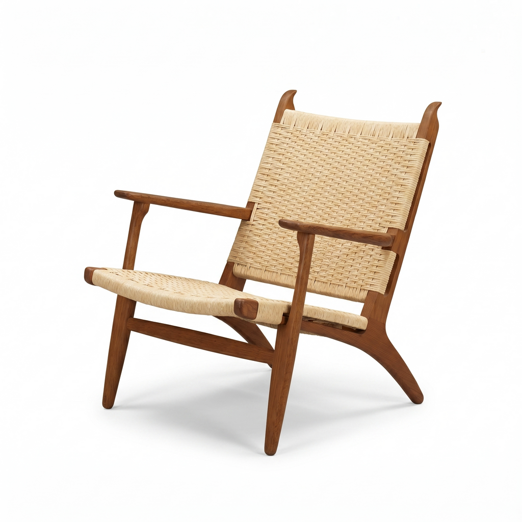 Hans J. Wegner CH27 Lænestol – Egetræ & Flettet Papirgarn
