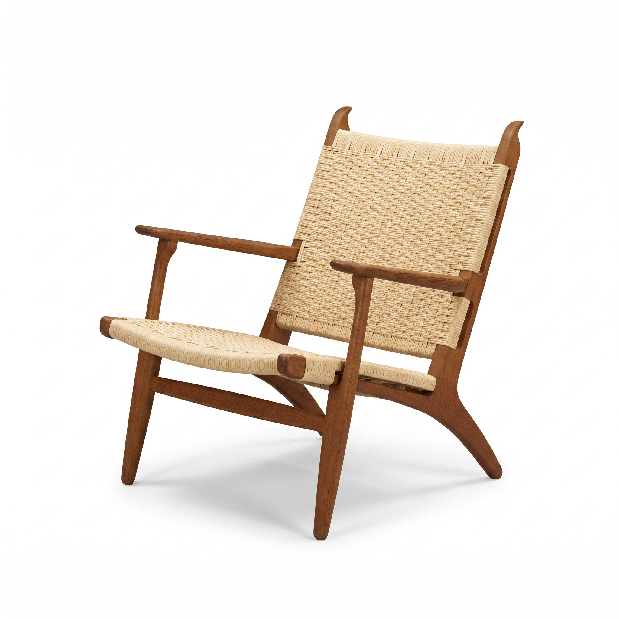 Hans J. Wegner CH27 Lænestol – Egetræ & Flettet Papirgarn